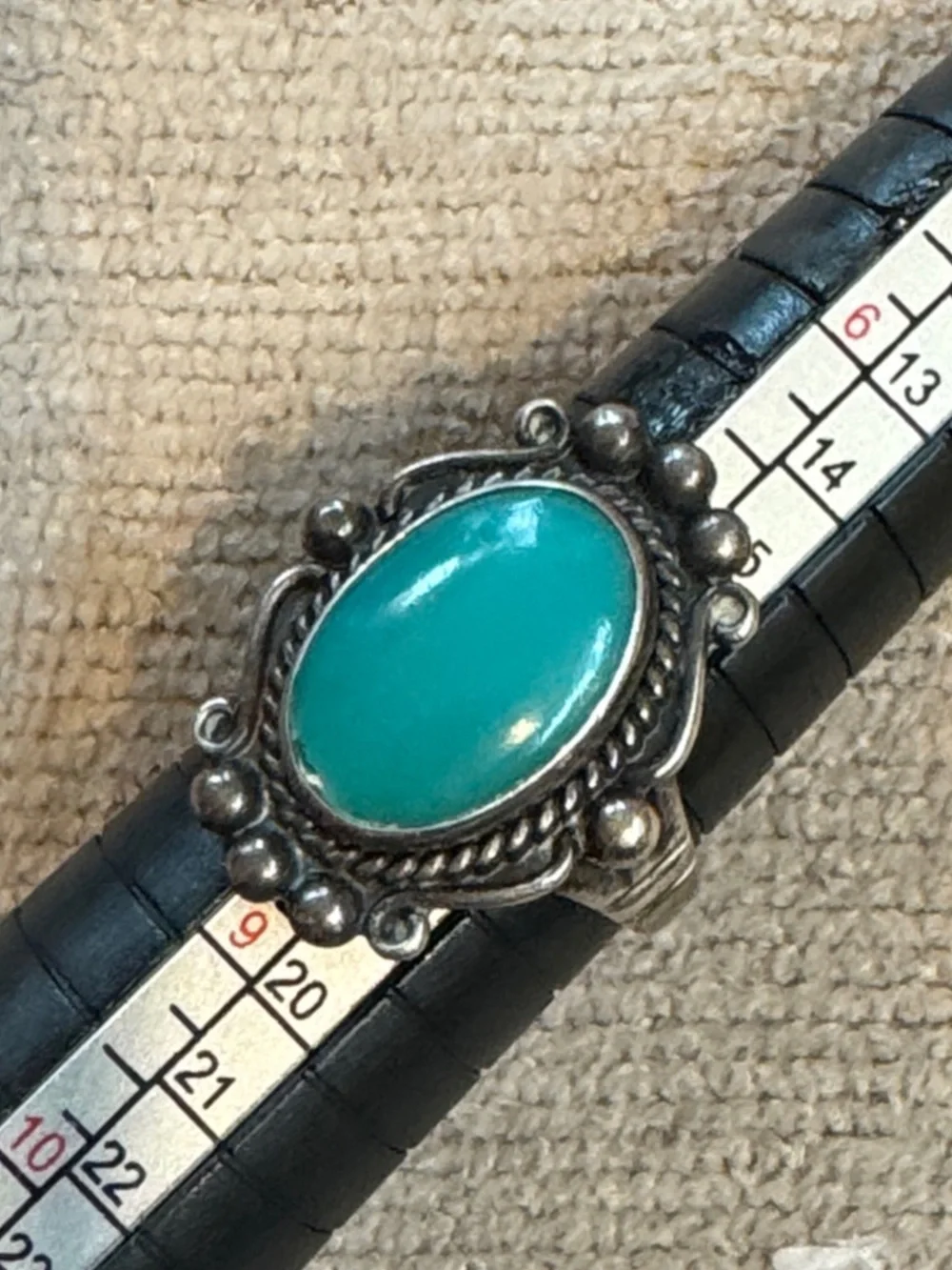 Vintage Teal Oval Stone Ring - Vintage Women Jewelry sterling silver